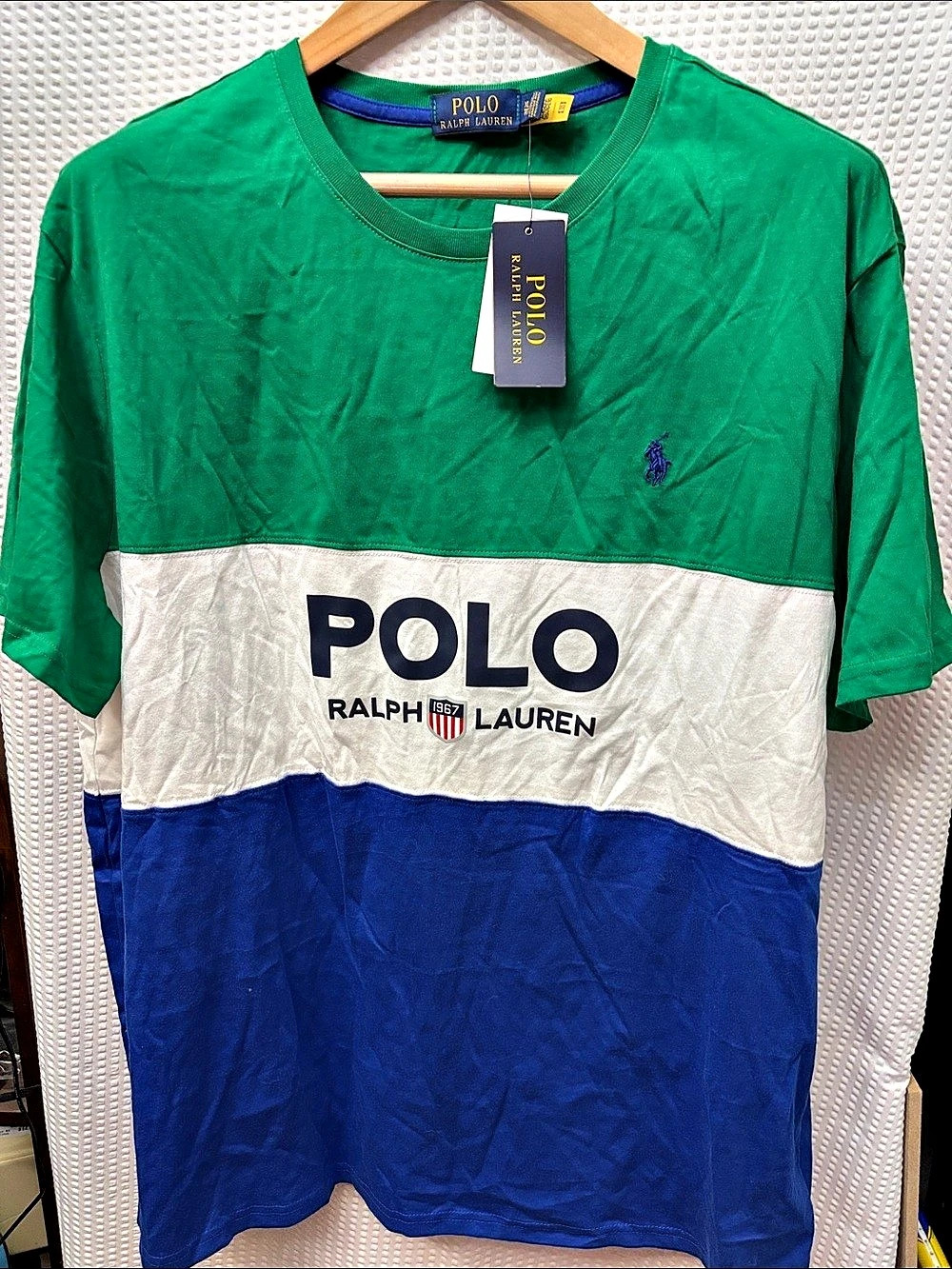 Polo Ralph Lauren Color-Blocked Cotton Tee Green & Blue XL